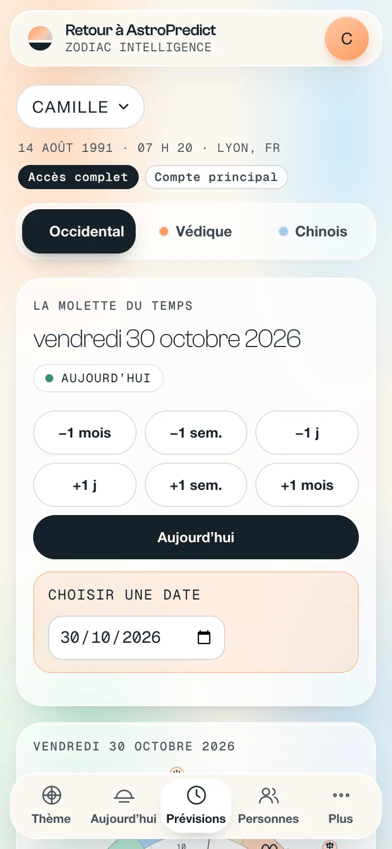 Zodiac Intelligence : Prévisions · la molette du temps